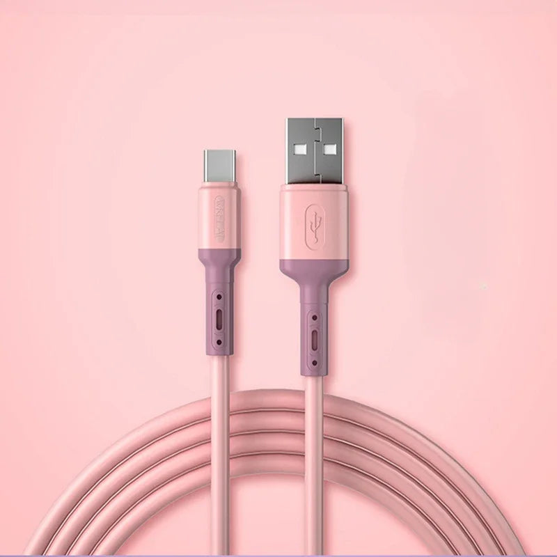 Fast charging USB C cable TYPE C Liquid soft silicone data cable for Huawei Xiaomi 1/2M mobile phones