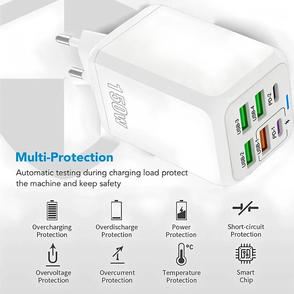 6 Poorts USB Lader