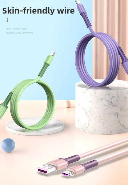 Fast charging USB C cable TYPE C Liquid soft silicone data cable for Huawei Xiaomi 1/2M mobile phones