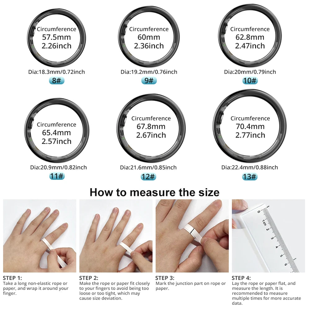2024 COLMI R09 Smart Ring Men Women with Charging Case, Body Temperature Health and Sleep Monitor For Xiaomi Samsung Phone