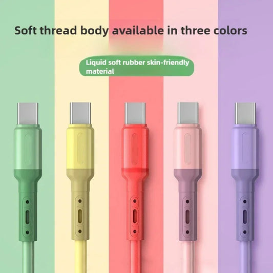 Fast charging USB C cable TYPE C Liquid soft silicone data cable for Huawei Xiaomi 1/2M mobile phones