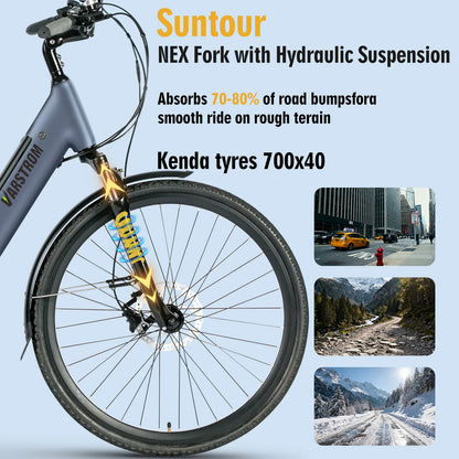 [EU Direct] 28 Inches e-Bike, Electric Bike, E-City Bike, 13Ah Removable Battery,City Bike with Pannier Rack for Commuters