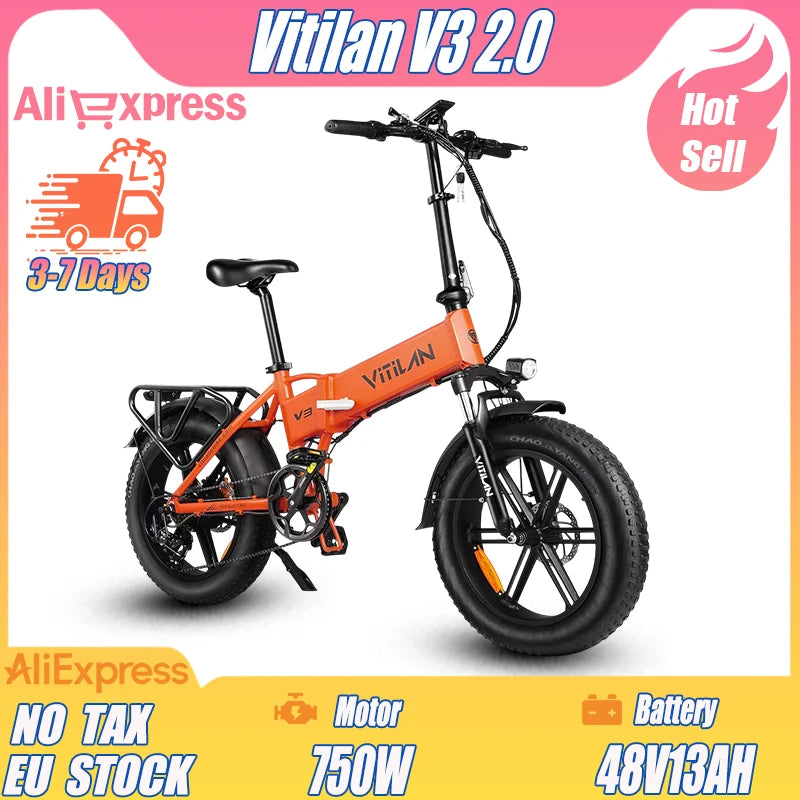 V3 2.0 Opvouwbare E-Bike 750W - Elektrische Fiets 20 inch voor Woon-Werkverkeer