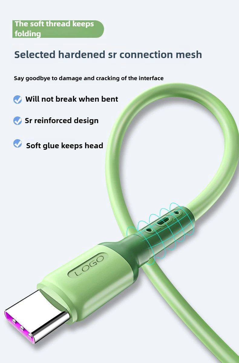 Fast charging USB C cable TYPE C Liquid soft silicone data cable for Huawei Xiaomi 1/2M mobile phones
