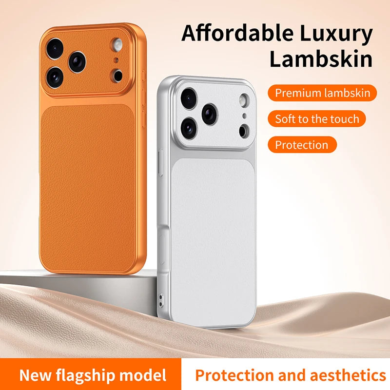 Luxury faux sheepskin shockproof phone case For iPhone 17E 17 16 15 16E 13 14 11 Pro Max full covered with matte skin back cover