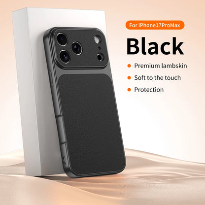 Luxury faux sheepskin shockproof phone case For iPhone 17E 17 16 15 16E 13 14 11 Pro Max full covered with matte skin back cover