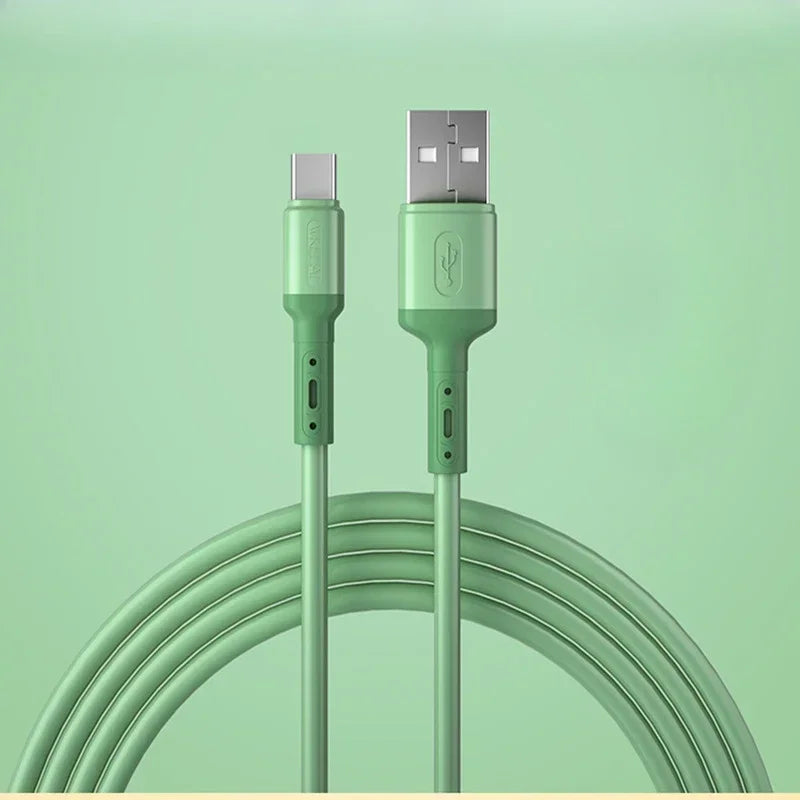 Fast charging USB C cable TYPE C Liquid soft silicone data cable for Huawei Xiaomi 1/2M mobile phones