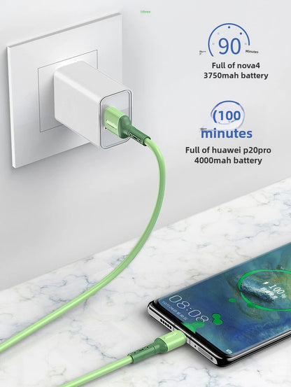 Fast charging USB C cable TYPE C Liquid soft silicone data cable for Huawei Xiaomi 1/2M mobile phones