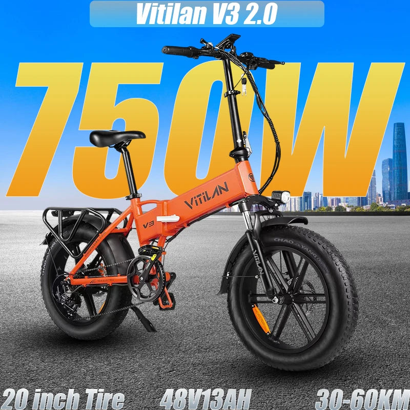 V3 2.0 Opvouwbare E-Bike 750W - Elektrische Fiets 20 inch voor Woon-Werkverkeer