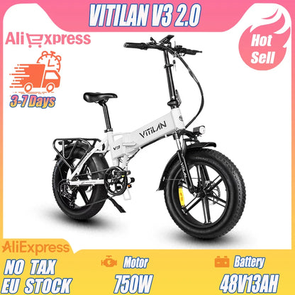 V3 2.0 Opvouwbare E-Bike 750W - Elektrische Fiets 20 inch voor Woon-Werkverkeer