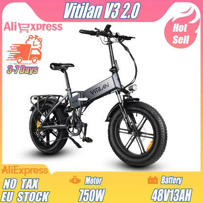 V3 2.0 Opvouwbare E-Bike 750W - Elektrische Fiets 20 inch voor Woon-Werkverkeer