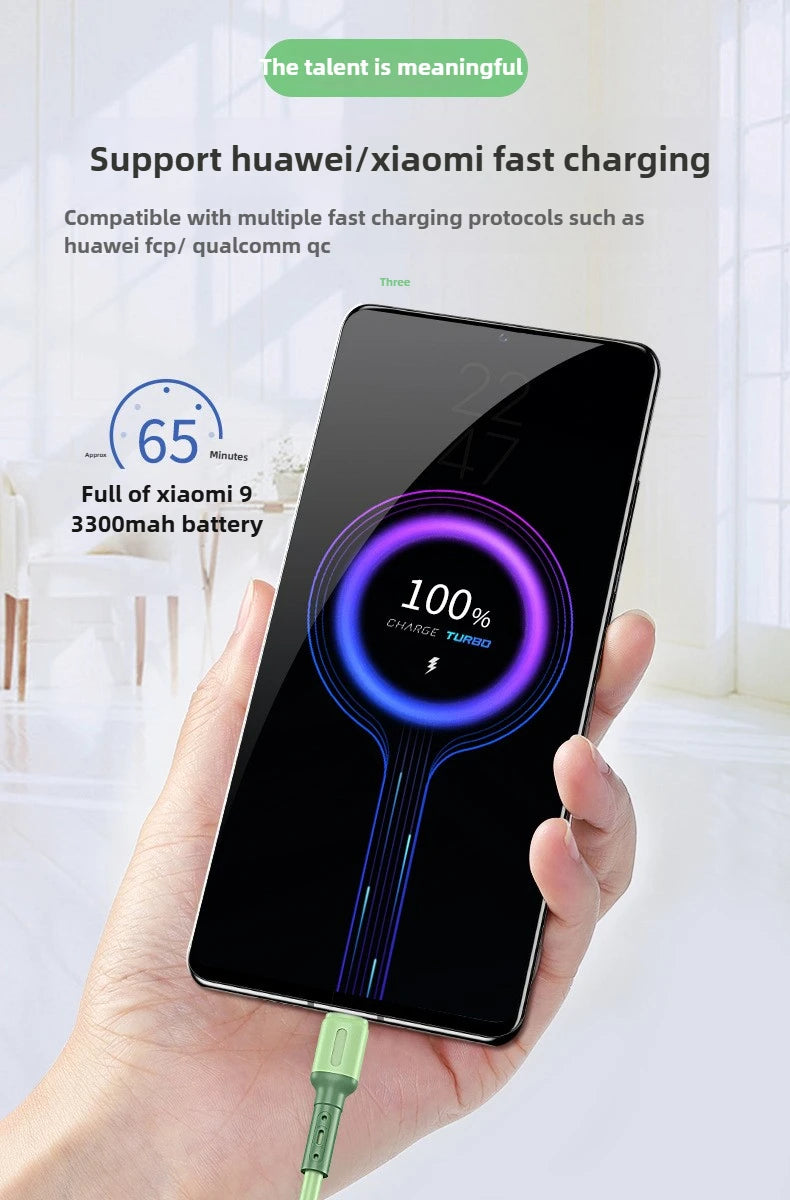 Fast charging USB C cable TYPE C Liquid soft silicone data cable for Huawei Xiaomi 1/2M mobile phones
