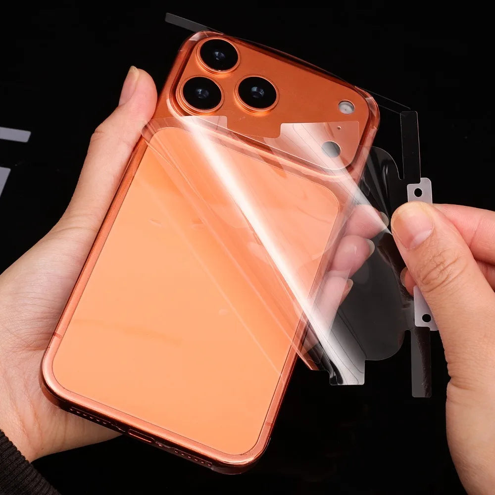 1-5PCS Full Cover Back Frame Hydrogel Film & Border Stickers for iPhone 17 16 15 14 13 ProMax 17Air Back Side HD Clear Protector