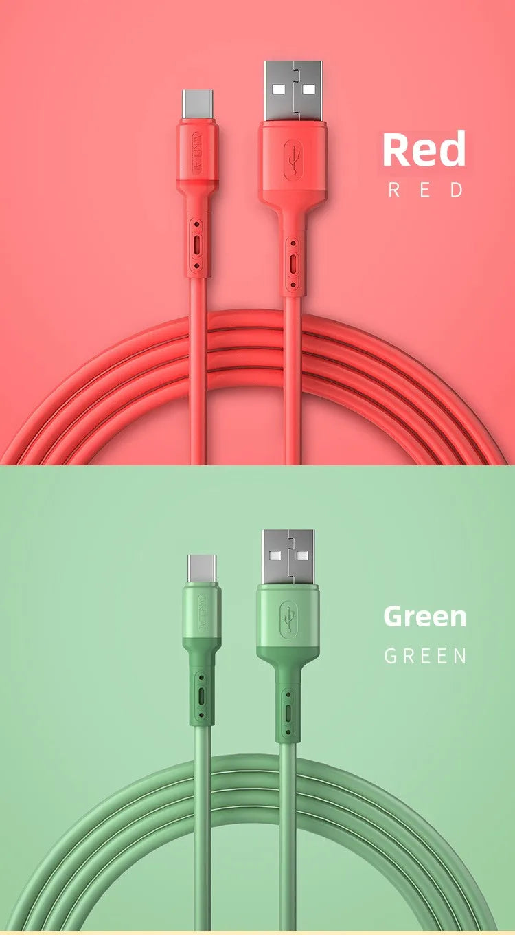 Fast charging USB C cable TYPE C Liquid soft silicone data cable for Huawei Xiaomi 1/2M mobile phones