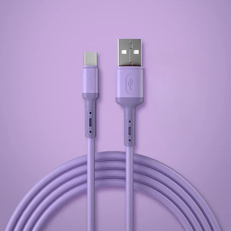 Fast charging USB C cable TYPE C Liquid soft silicone data cable for Huawei Xiaomi 1/2M mobile phones
