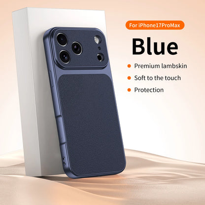 Luxury faux sheepskin shockproof phone case For iPhone 17E 17 16 15 16E 13 14 11 Pro Max full covered with matte skin back cover