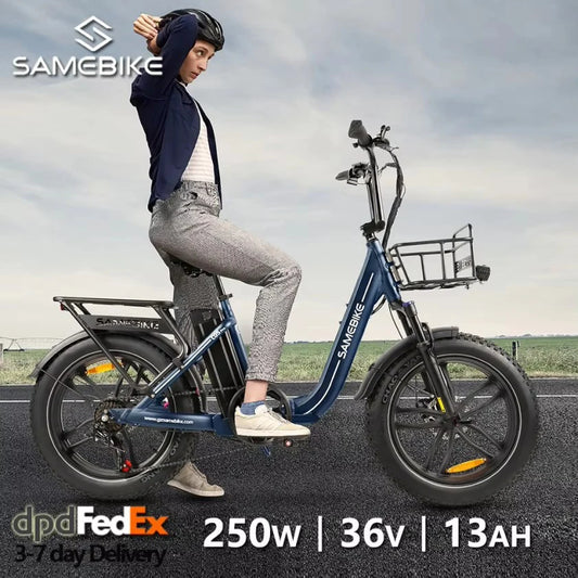 Samebike C05 Pro Folding Electric Bike Adults Mountain Bike with 36V 13Ah Removable Battery 20" x 4.0 Fat ebike