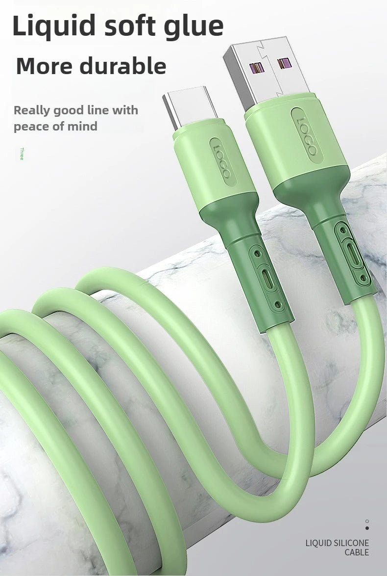Fast charging USB C cable TYPE C Liquid soft silicone data cable for Huawei Xiaomi 1/2M mobile phones