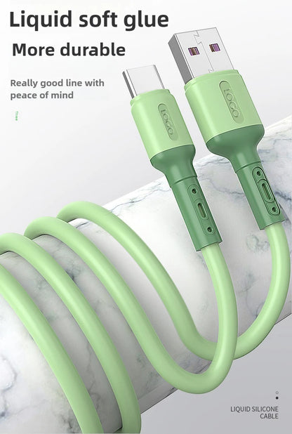 Fast charging USB C cable TYPE C Liquid soft silicone data cable for Huawei Xiaomi 1/2M mobile phones