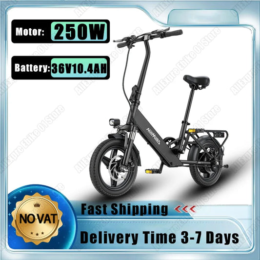 E-bike 250W Brushless Motor 36V10.4AH Lithium Battery Electric Bike Adult City Commuting 14inch Tire Light Mini Electric Bicycle